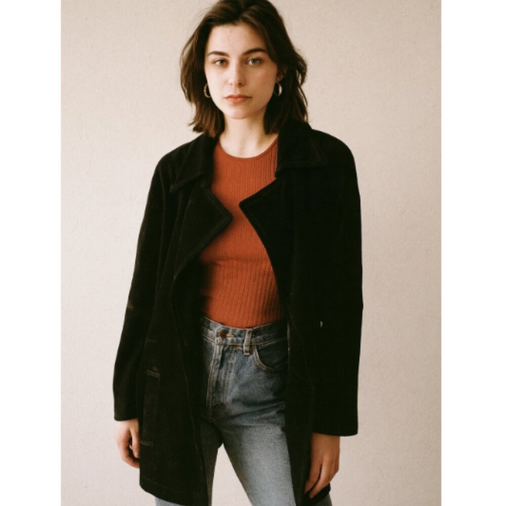 Margaret Godfrey Vintage Black Suede Jacket – 90’s Classic